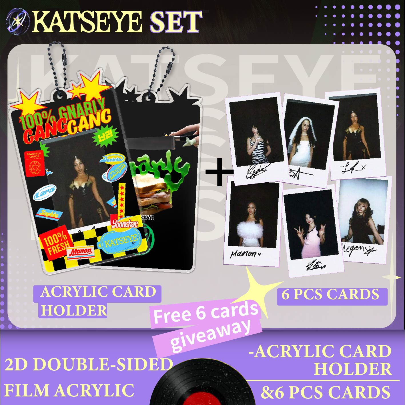 Card Sleeves Protector - KATSEYE Set，Acrylic Photocard Holder with 6Pcs