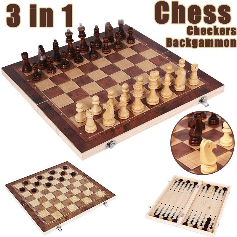 3 in 1 Chess Board, Folding Wo - Board Game Harvest recension och pris